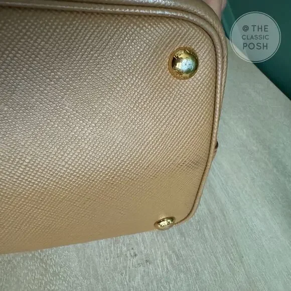 Prada Double Cuir Saffiano Leather Medium Camel Tote Shoulder Bag Retails $4950 - Picture 11 of 12